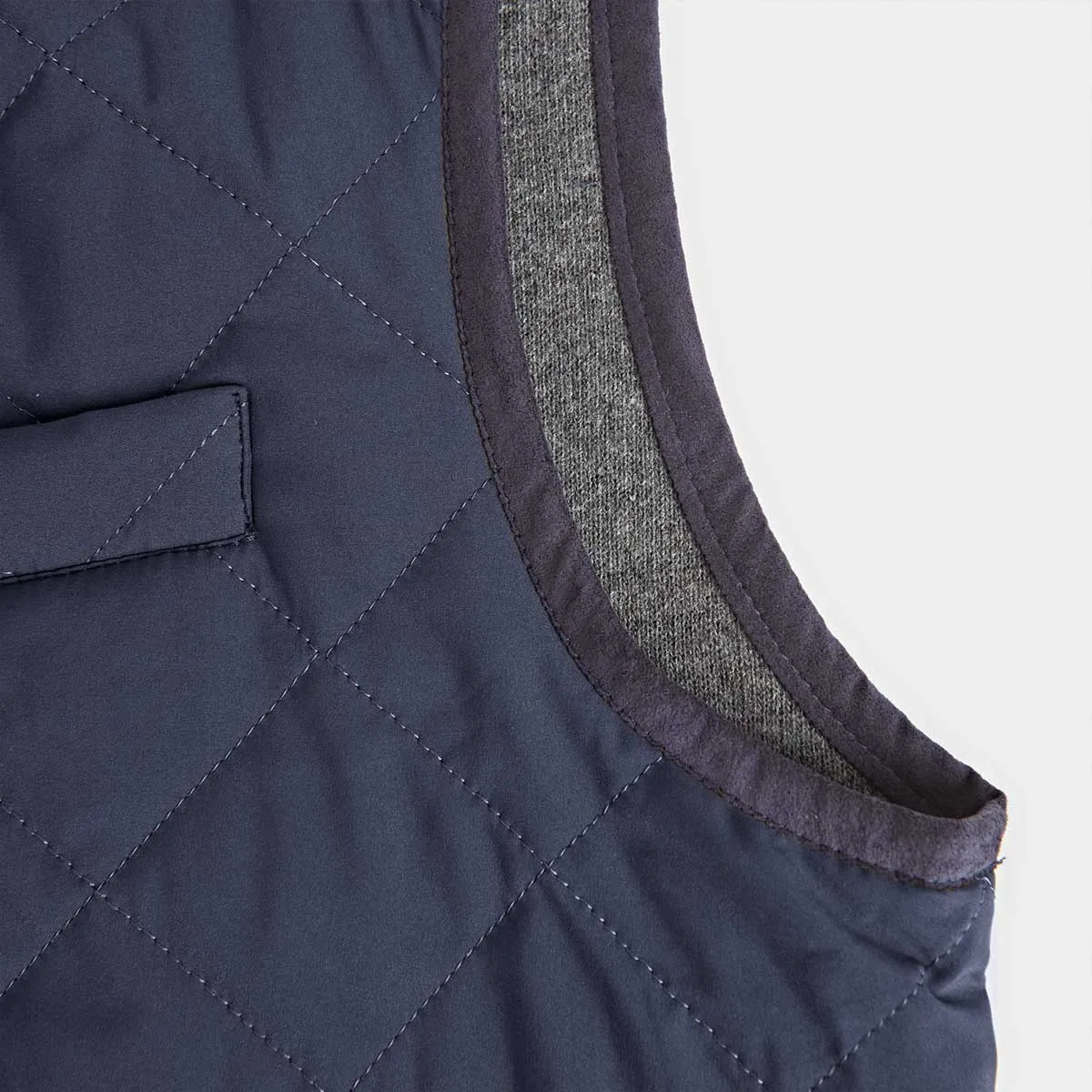 Navy Quilted Gilet With Navy Knitted Back