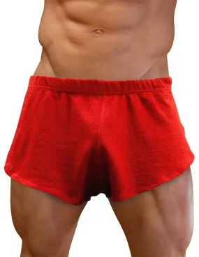 NDS Wear Mens Cotton Mesh Side Split Short Red