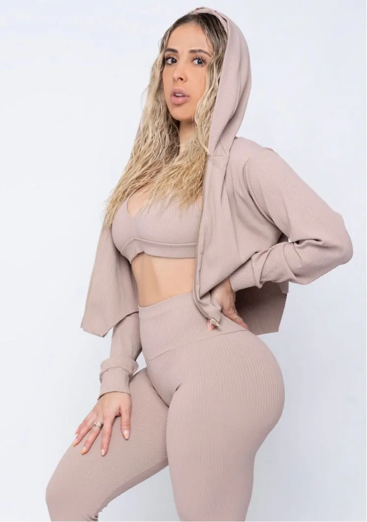 Nude Ribbed Hoodie (Light Supplex)