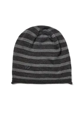 OPEN YY Stripe Slouchy Beanie in Charcoal