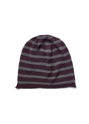 OPEN YY Stripe Slouchy Beanie in Purple