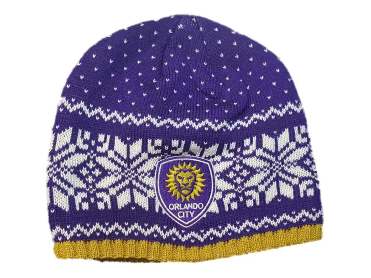 Orlando City SC Adidas Purple Snowflake Pattern Acrylic Knit Beanie Hat Cap