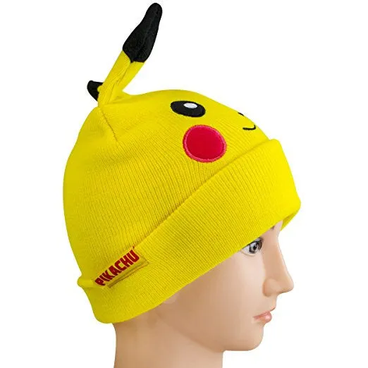 Pikachu with Ears Knit Hat and Gloves Set