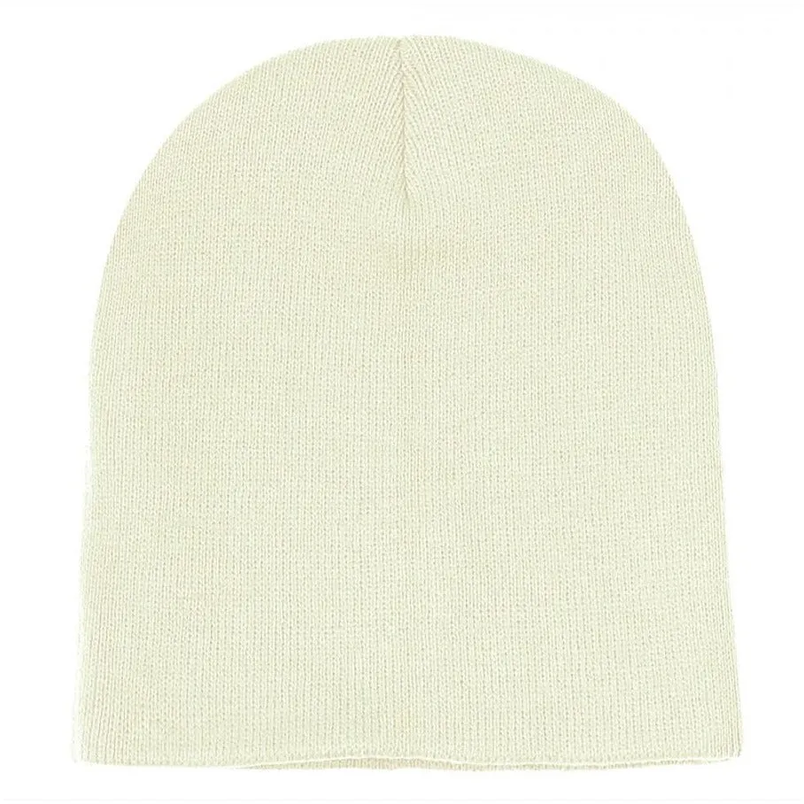 Plain 8.25" Short Knitted Beanie