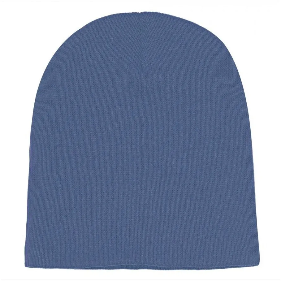 Plain 8.25" Short Knitted Beanie