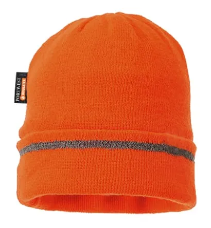 Portwest Knitted insulated beanie Hat Reflective Trim - B023