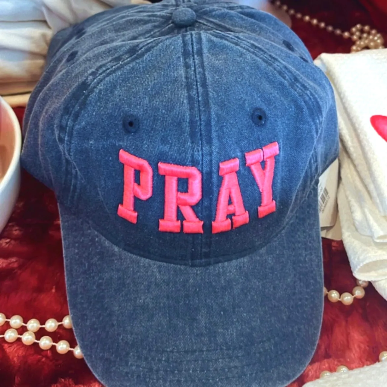 Pray Blue Denim Baseball Hat