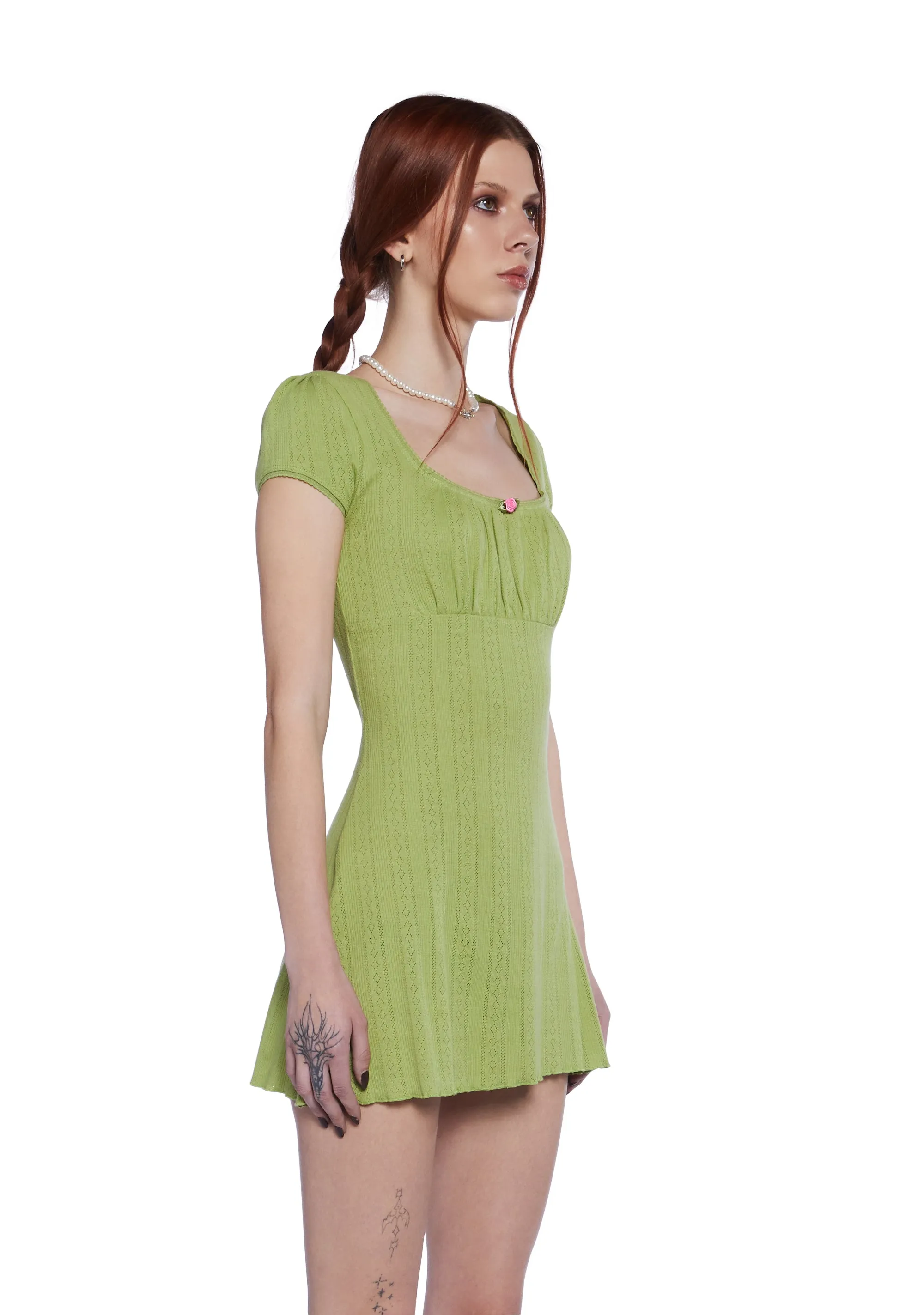 Pretty Lies Babydoll Dress - Green