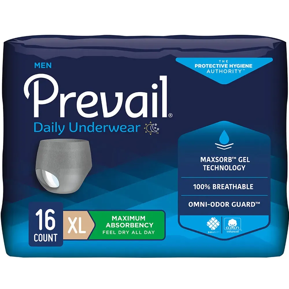 Prevail Daily Incontinence Underwear for Men - Maximum Absorbency