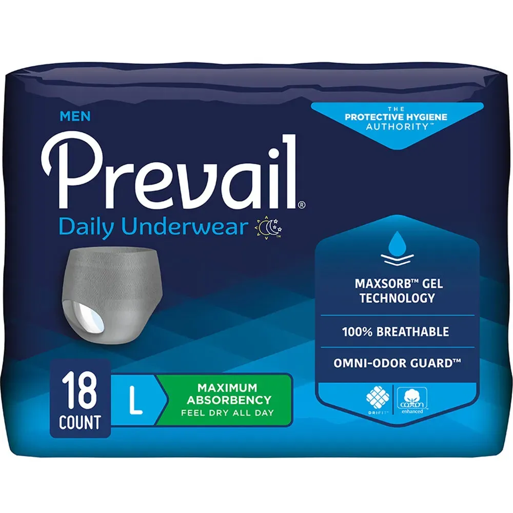 Prevail Daily Incontinence Underwear for Men - Maximum Absorbency