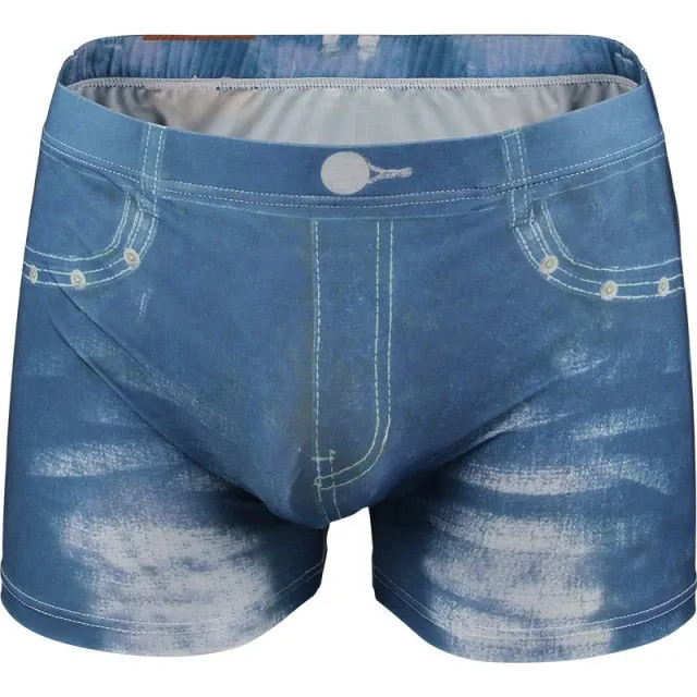 Printed 3D Denim Boxer Underwear