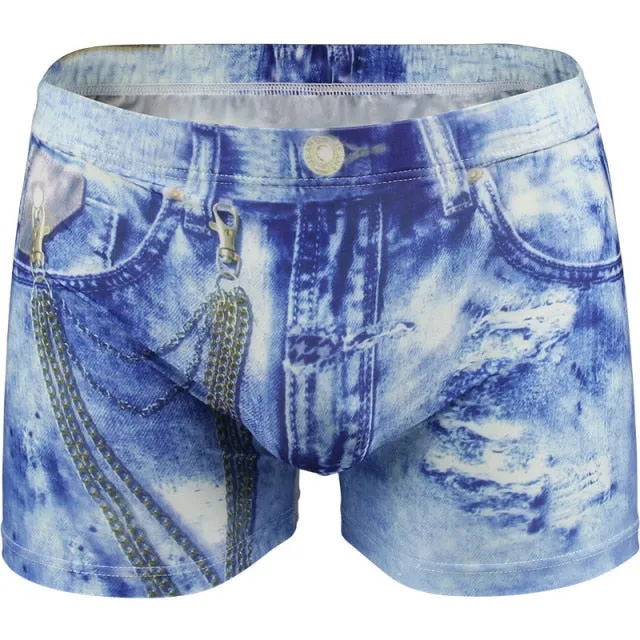 Printed 3D Denim Boxer Underwear