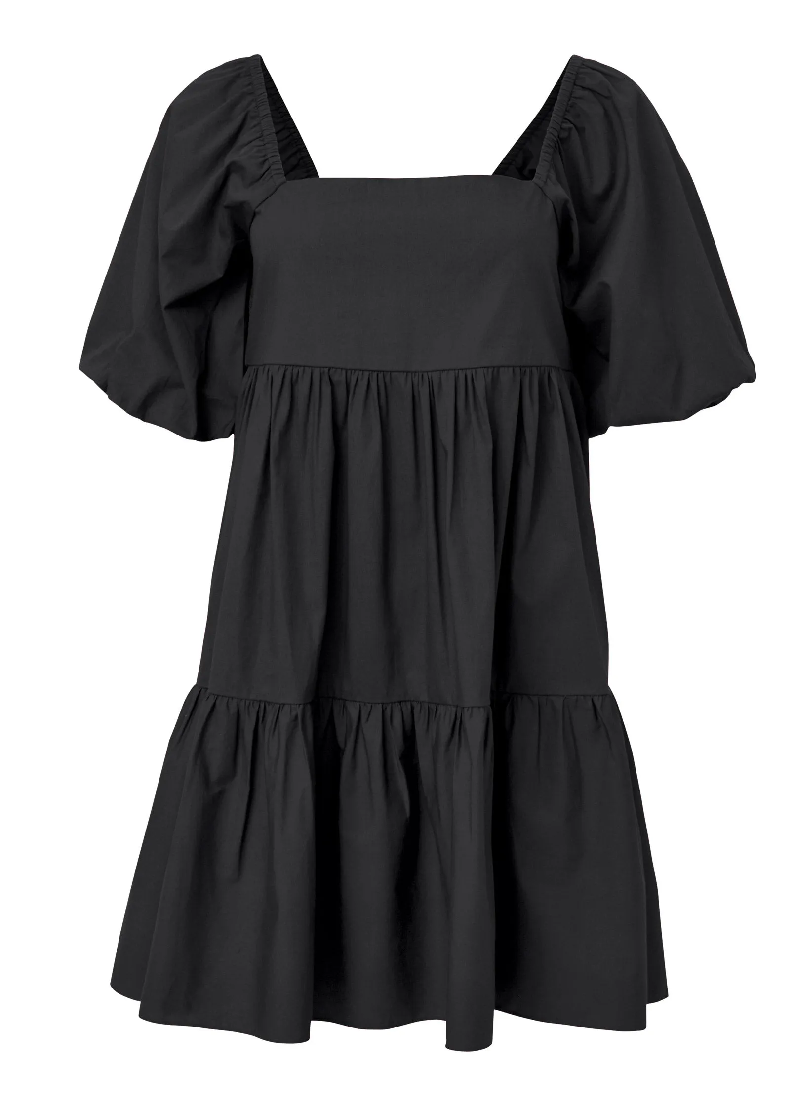 Puff Sleeve Mini Dress - Black