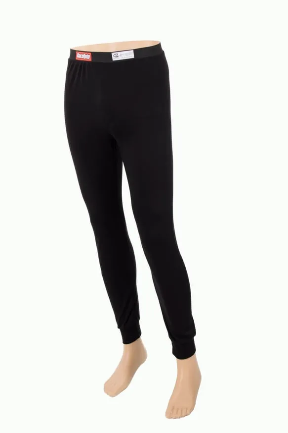 RaceQuip Fire Retardant Long John Underwear Bottoms - Black - Kids X-Large - 4920906