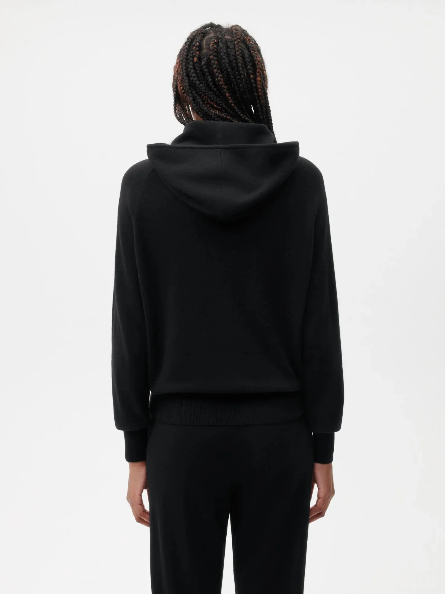 Recycled Cashmere Hoodie—black