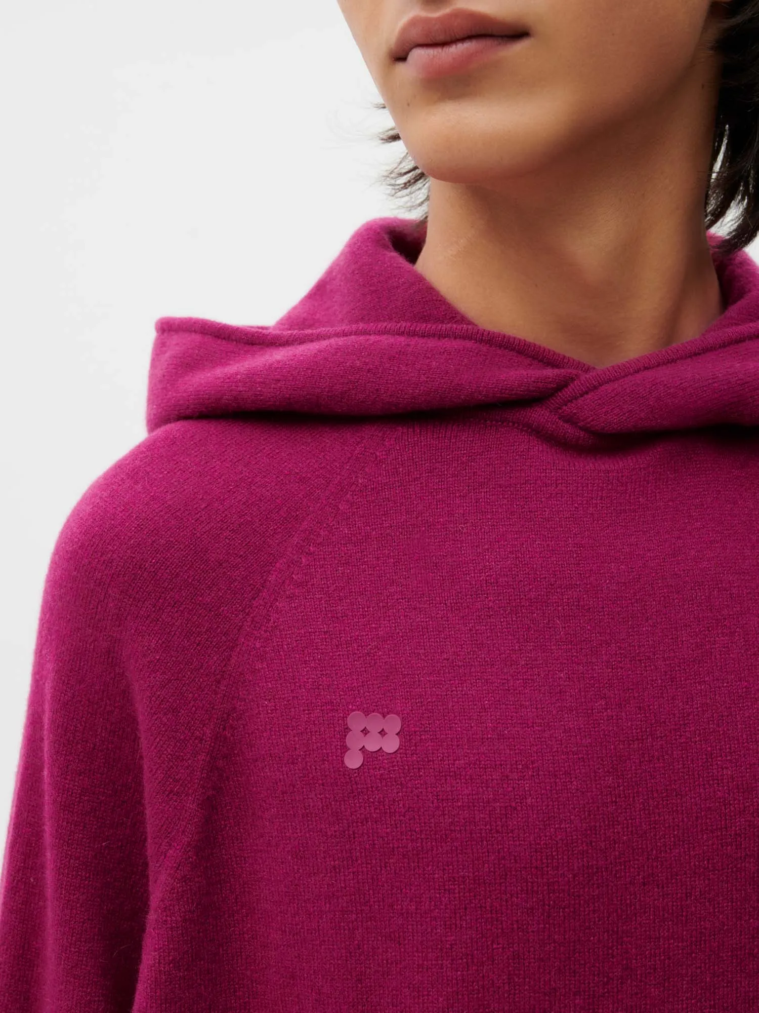 Recycled Cashmere Hoodie—plum purple