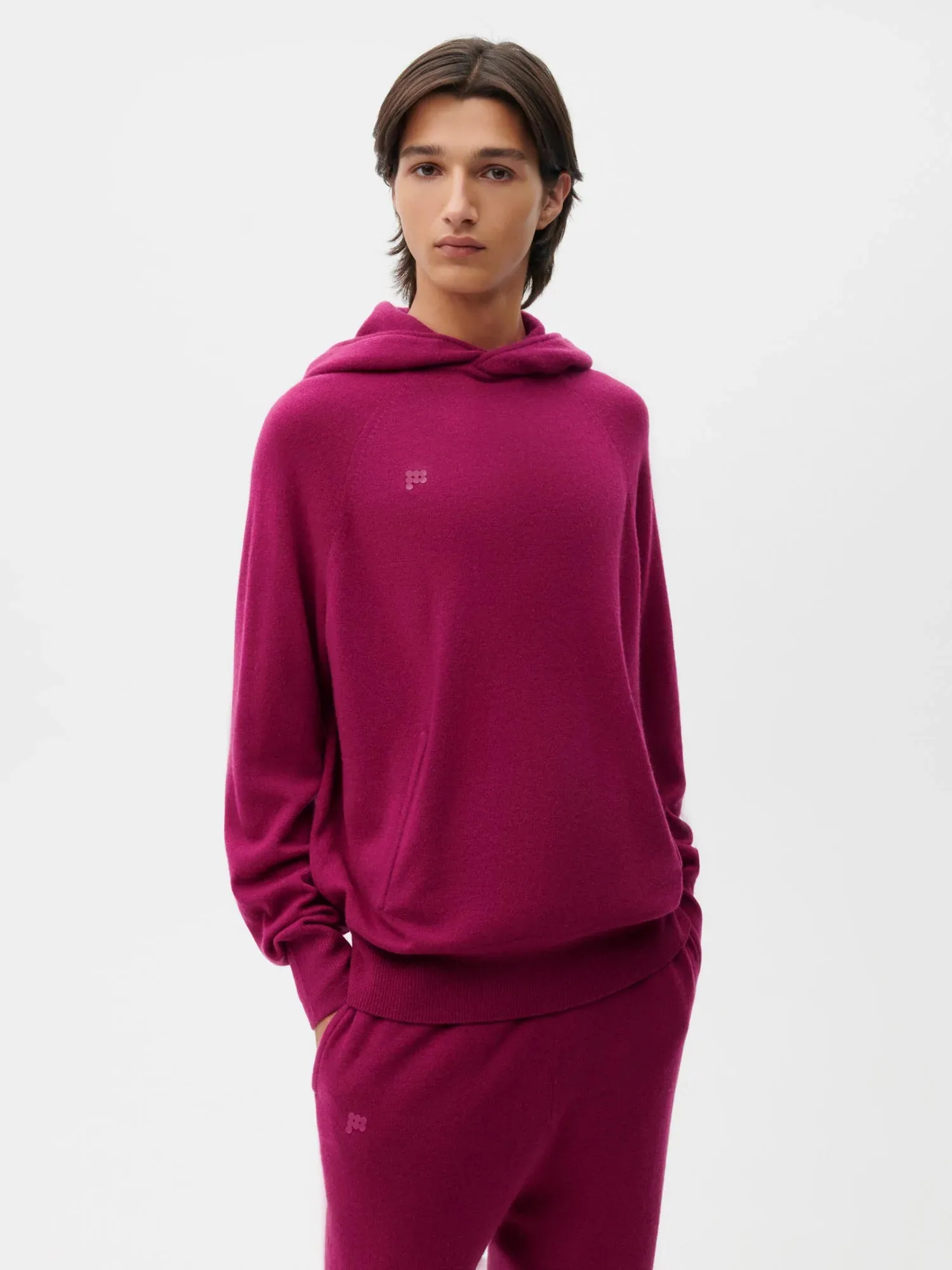 Recycled Cashmere Hoodie—plum purple