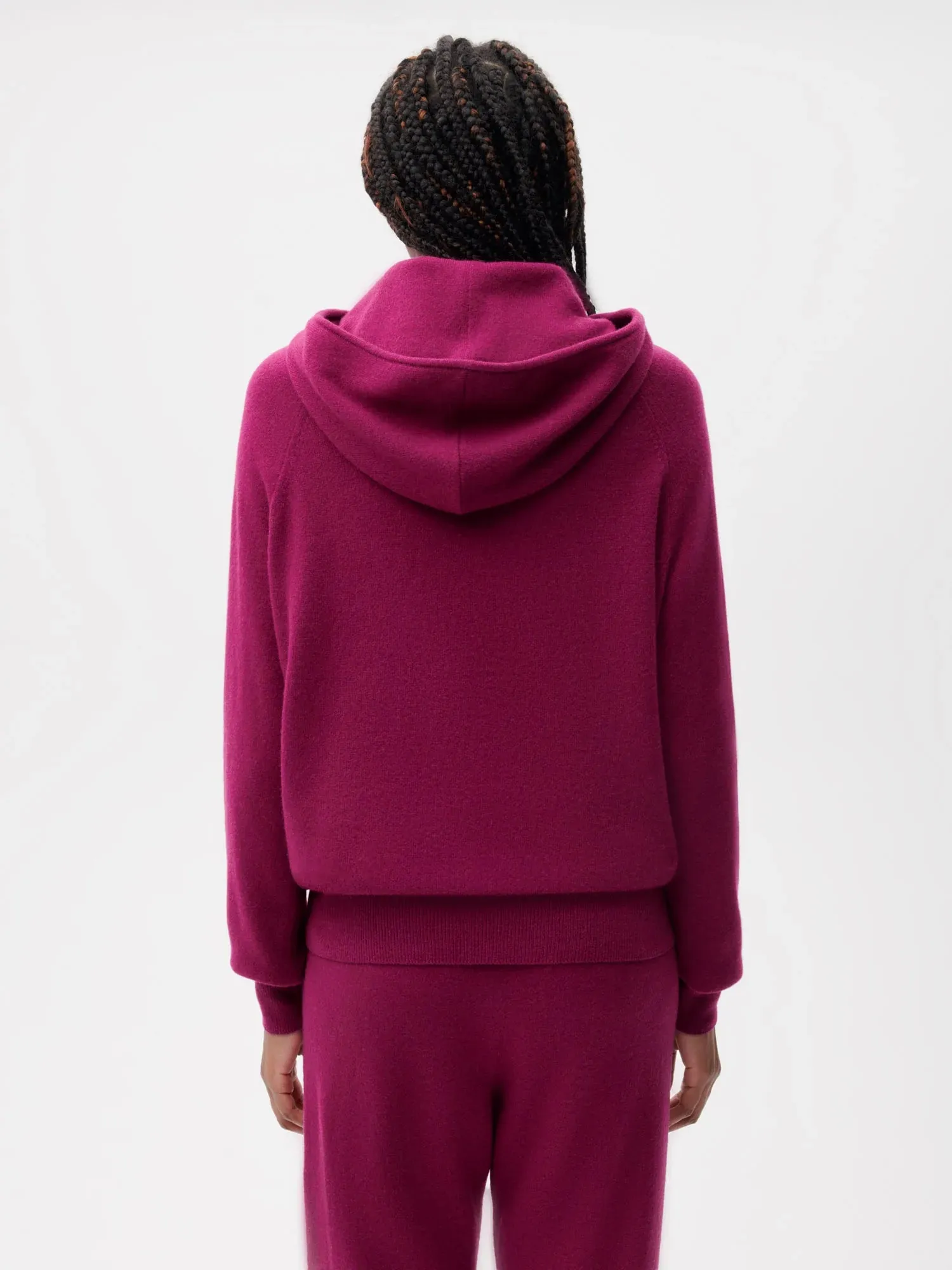 Recycled Cashmere Hoodie—plum purple