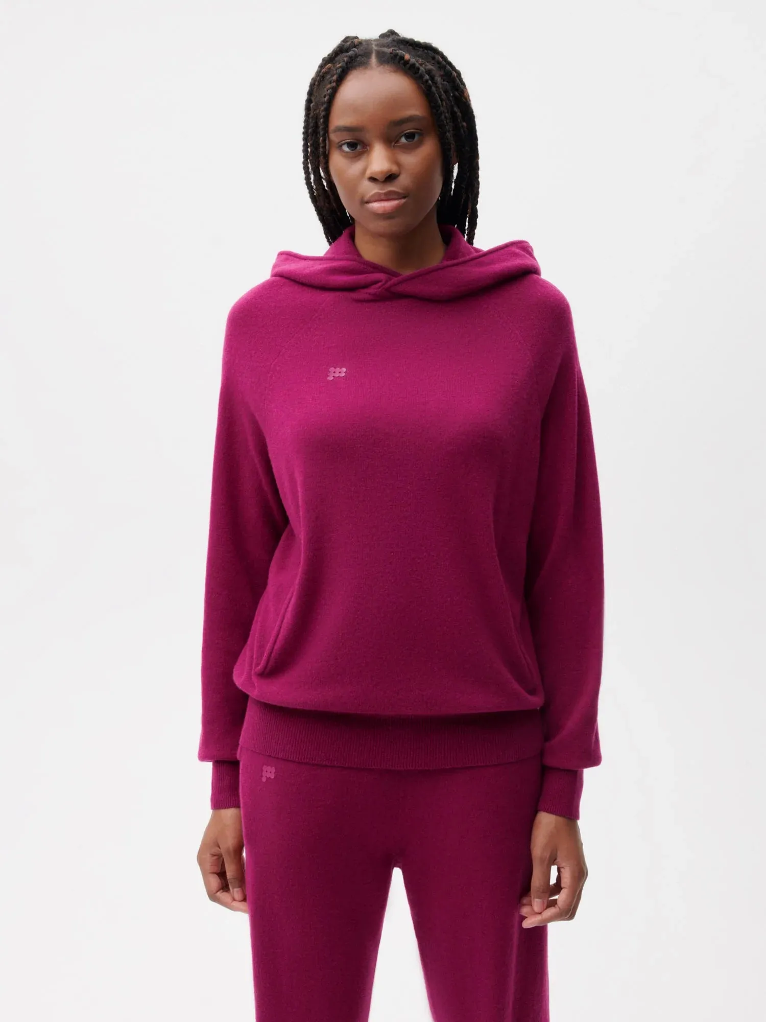 Recycled Cashmere Hoodie—plum purple