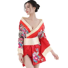 Red Japanese Kimono Taiwan Uniform Temptation Sexy Underwear Japanese Kimono Cosplay Clothing