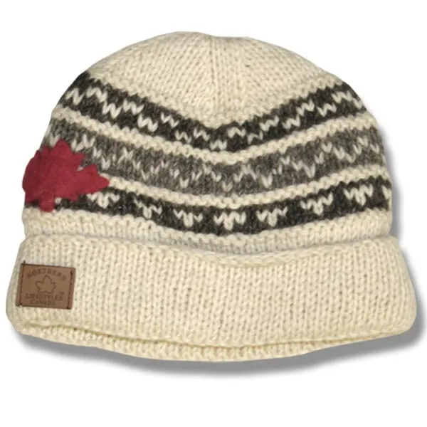 Roll Up Tuque / Hat for Men and Women. 100% Wool with Fleece Lining. Handmade in Nepal.