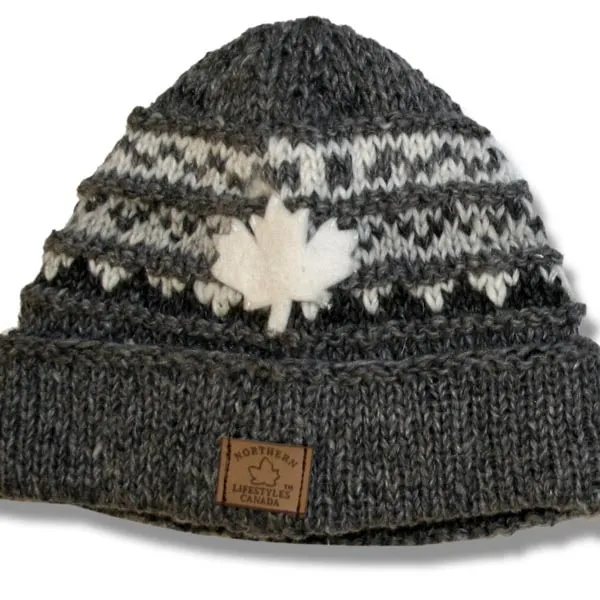 Roll Up Tuque / Hat for Men and Women. 100% Wool with Fleece Lining. Handmade in Nepal.