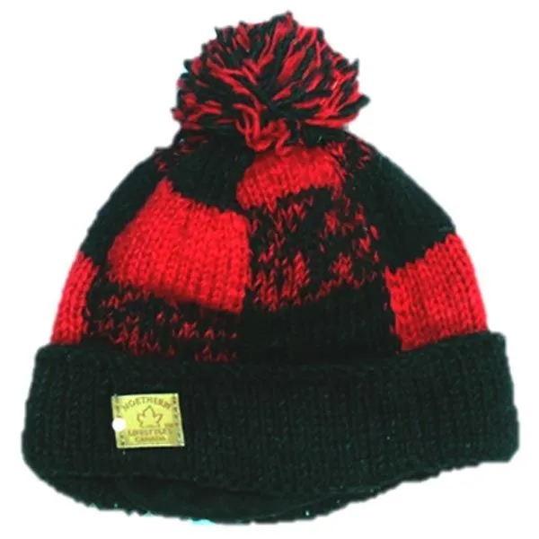 Roll Up tuque with POMPOM for Men and Women. 100% Wool with Fleece Lining. Handmade.