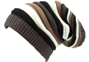 Sakkas Ceelo Long Tall Slouchy Unisex Striped Ribbed Kint Adjustable Beanie Hat