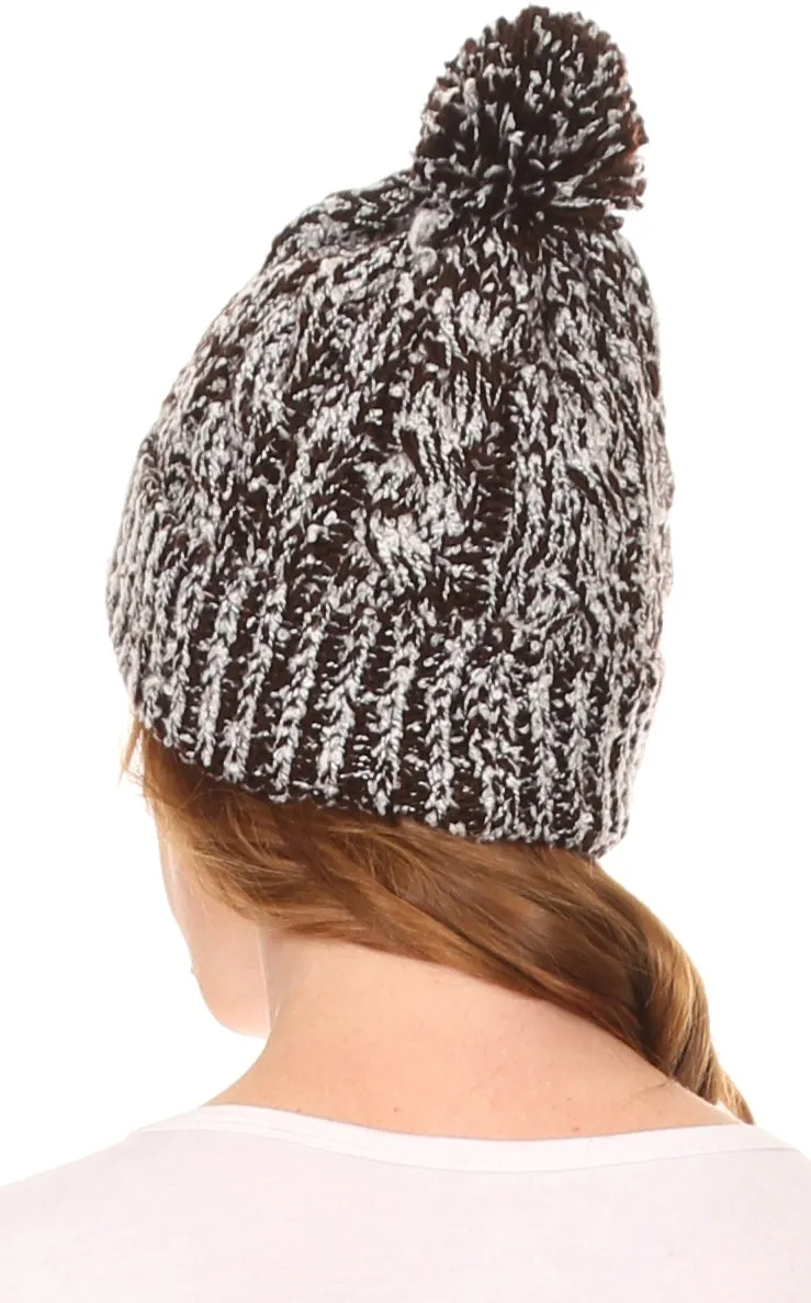 Sakkas Greer Unisex Heathered Textured Knit Pom Pom Beanie Hat