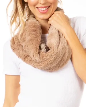 Sakkas Julie Short Wrap Around Two Sided Faux Fur And Ribbed Knit Infinity Scarf