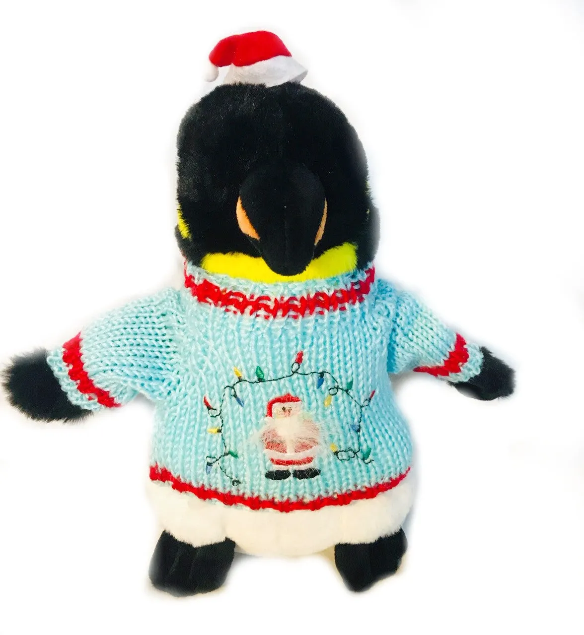 Santa Penguin Christmas Plush with Santa Hat (10" Tall)