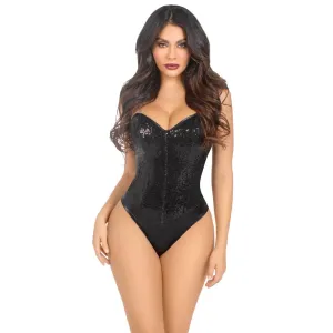 Sequined Boned Bodysuit