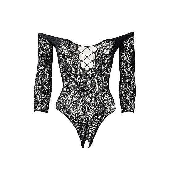 Shots Le Desir Wonder Rhinestone Crotchless Teddy Bodysuit Black