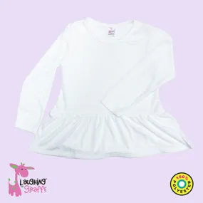 Sublimation Toddler Long Sleeve Peplum Top – White