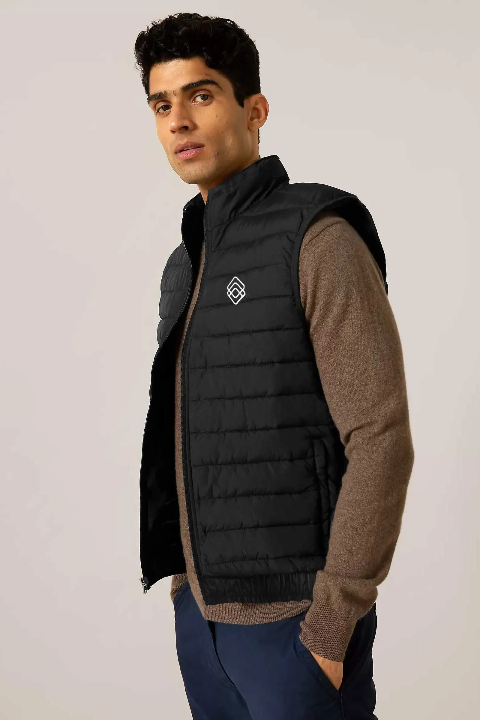 The Burnt Soul Men's Logo Embroidered Sleeveless Puffer Gilet