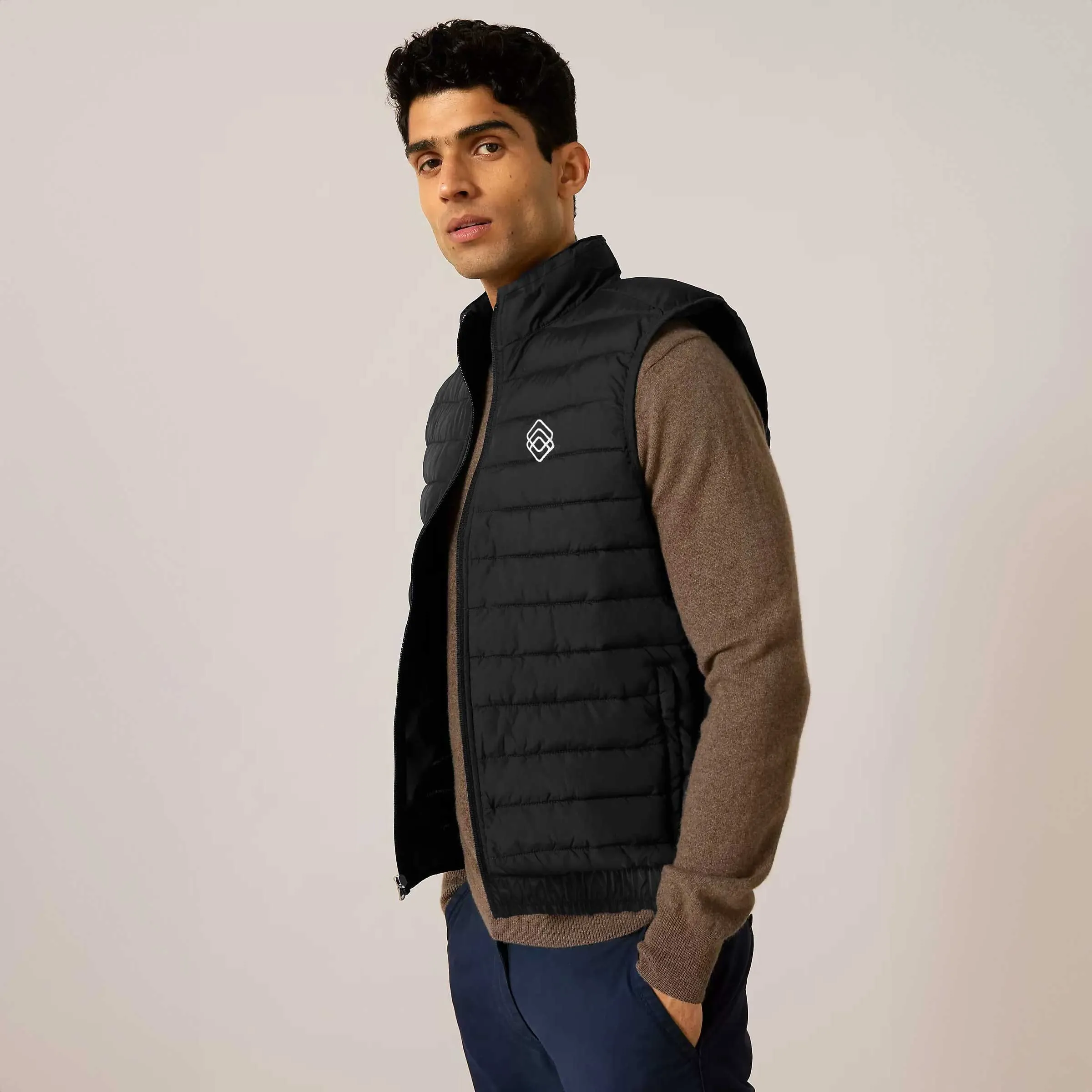 The Burnt Soul Men's Logo Embroidered Sleeveless Puffer Gilet