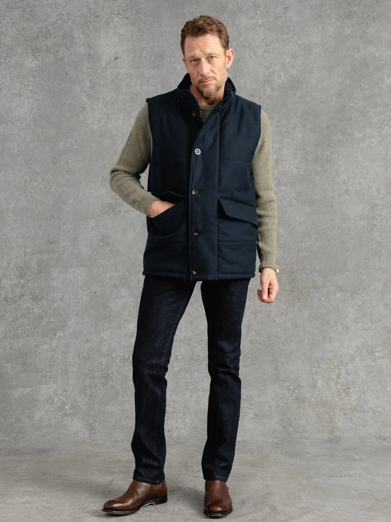 The Panama Wadded Gilet - Ink