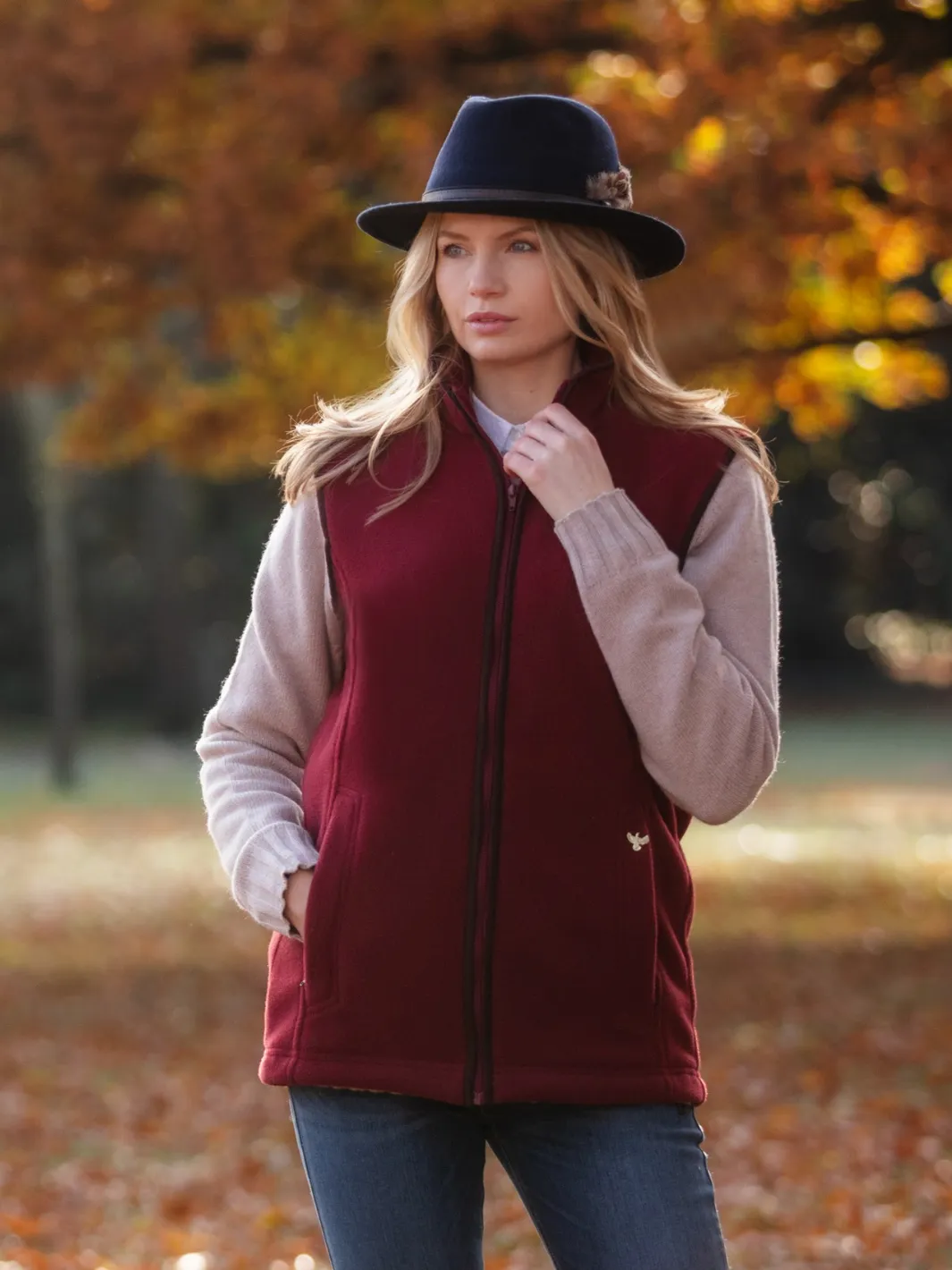 Unisex Fleece Gilet - Burgundy