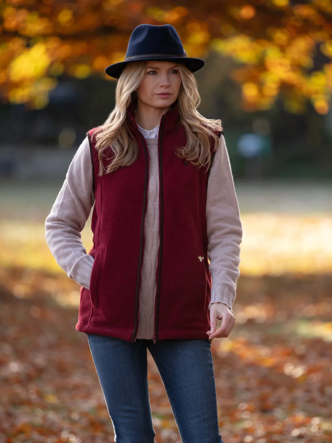 Unisex Fleece Gilet - Burgundy