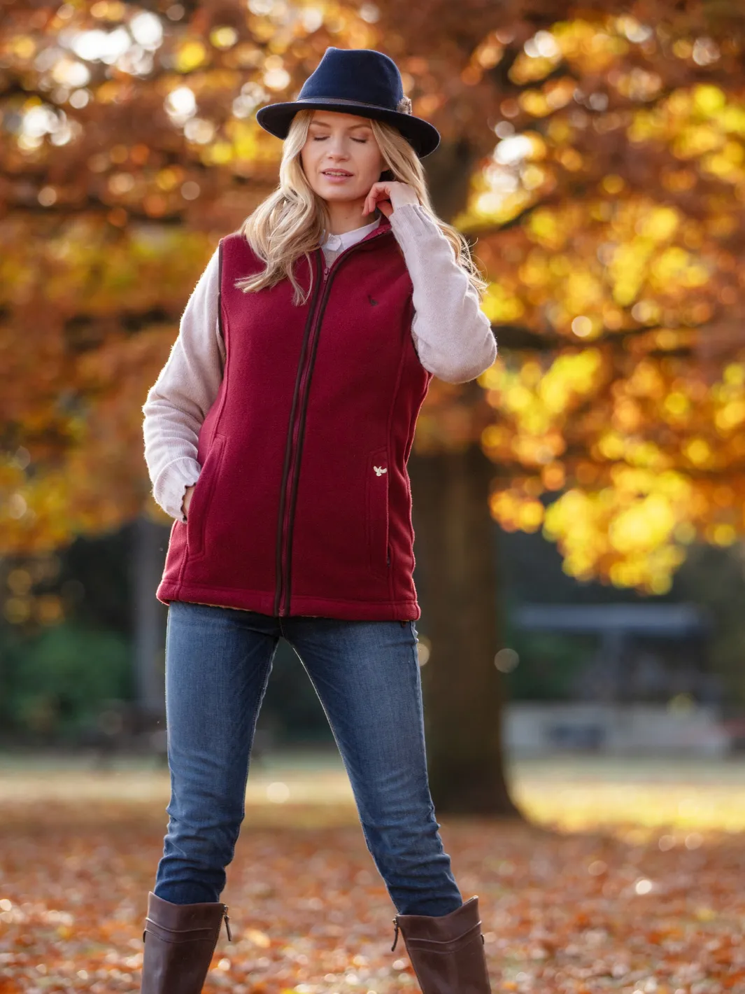 Unisex Fleece Gilet - Burgundy