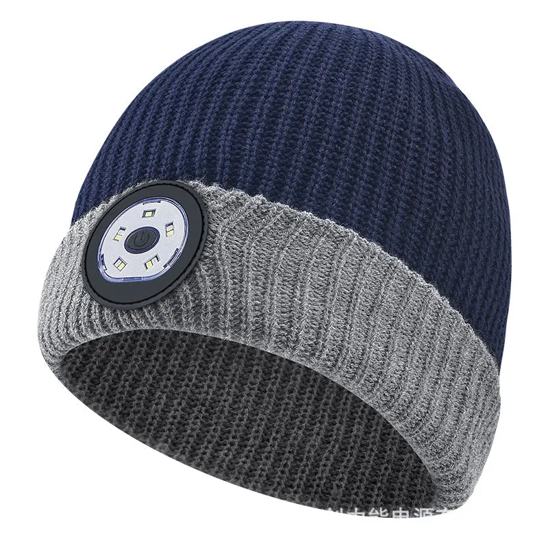 Versatile blue grey flanging wool lamp cap; use 3 gear LED head cap in multiple scenes at night