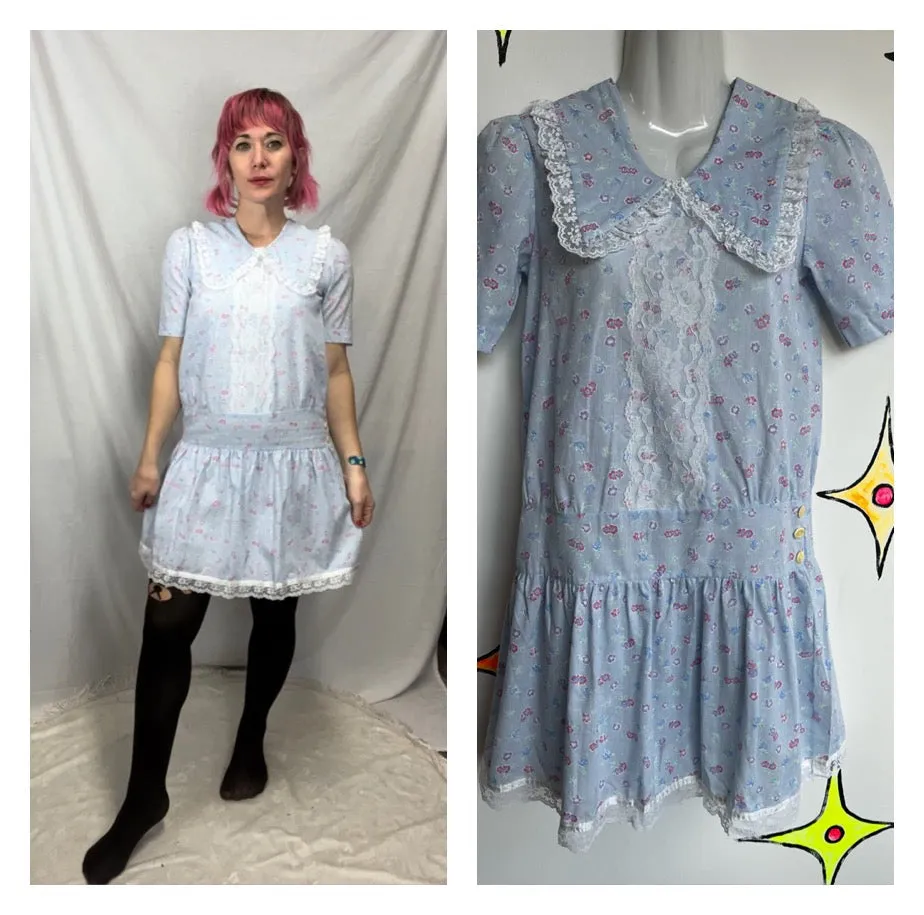 Vintage 80s | Babydoll Lolita Grunge Mini Dress | Size S