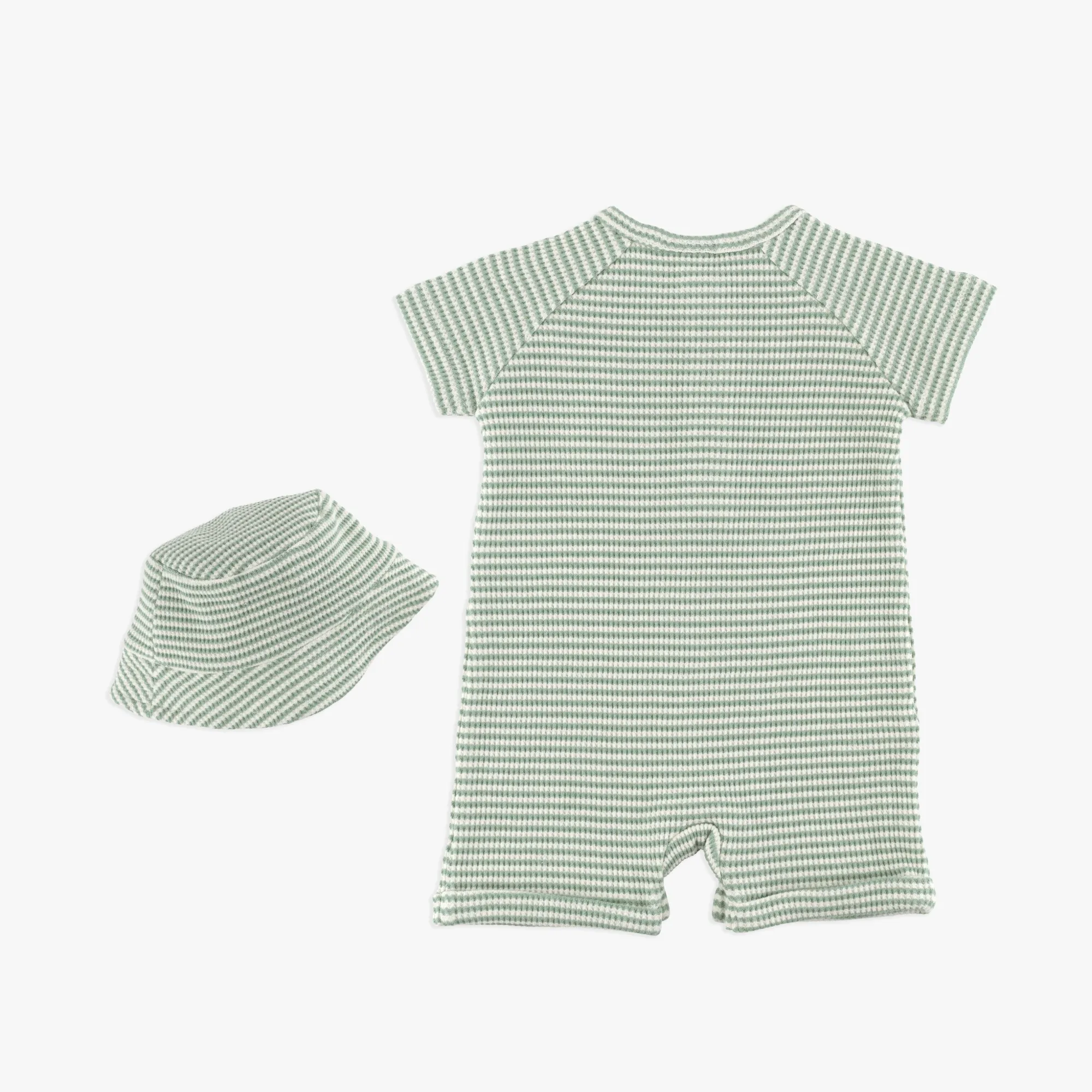 Waffle Knit Romper & Hat Set