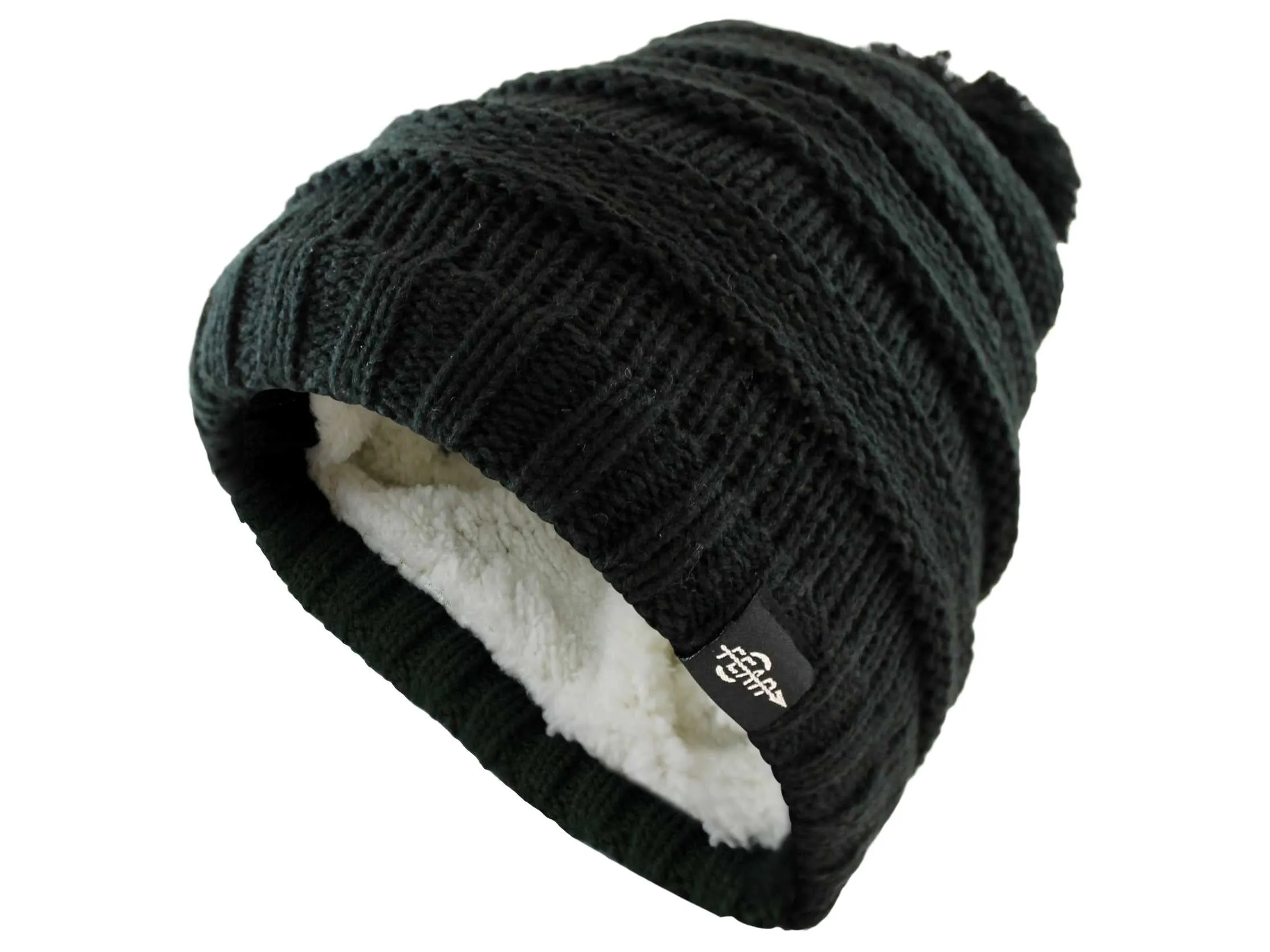 Warmest Plush Insulated Black Beanie Hat Winter Beanies Knitted Warm Cold Weather Beanie Hats