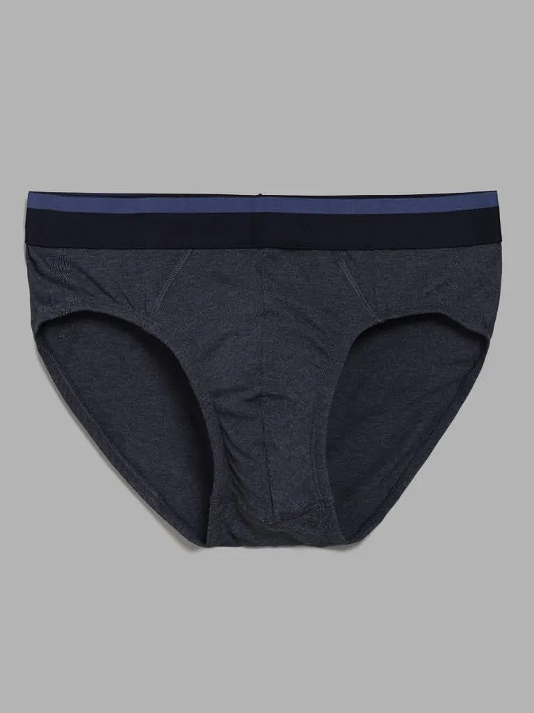 WES Lounge Navy Blue Relaxed-Fit Briefs - Pack of 3