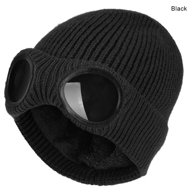 Winter Warm Knit Hats   New Fashion Unisex Adult Windproof Ski Caps with Removable Glasses Thicken Sports Multi-function Caps