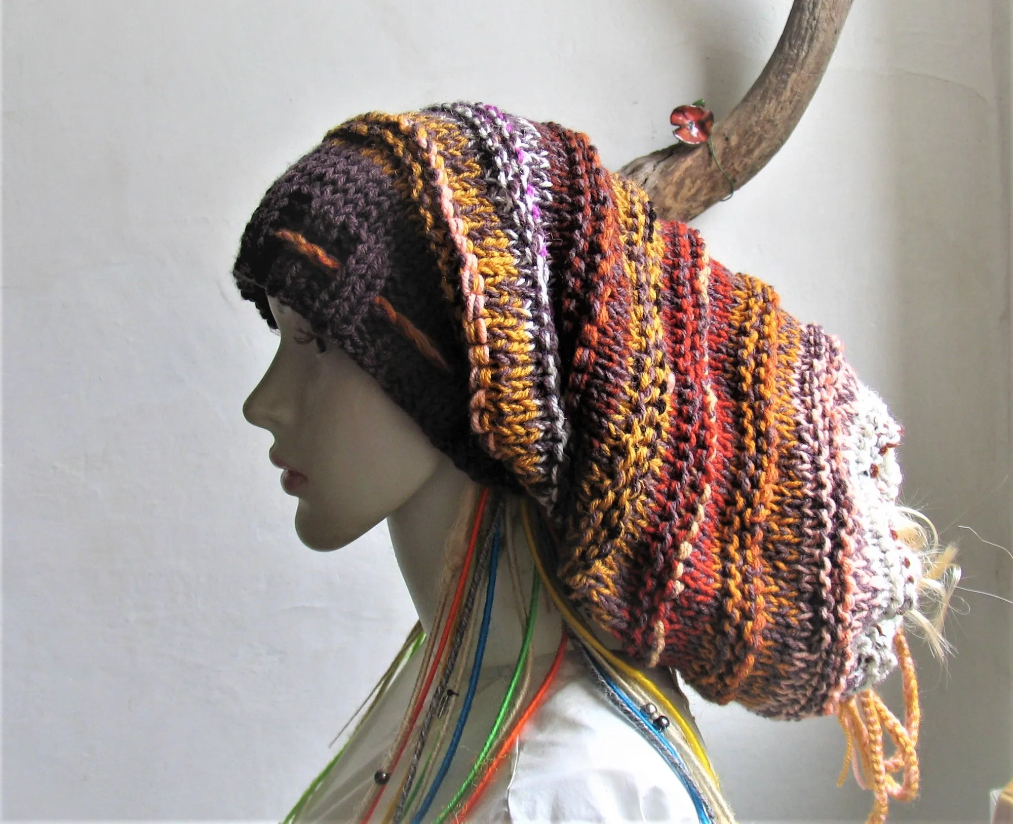 XXL Dreads Long Tube Hat Beanie Dreadlock Sock Oversized Slouchy Unisex Winter Slouchy Hat Knit Rasta Tam Hippie Boho Headband Dreadstyles  Buggy Hat Dreads reggae Bob Marley Hat