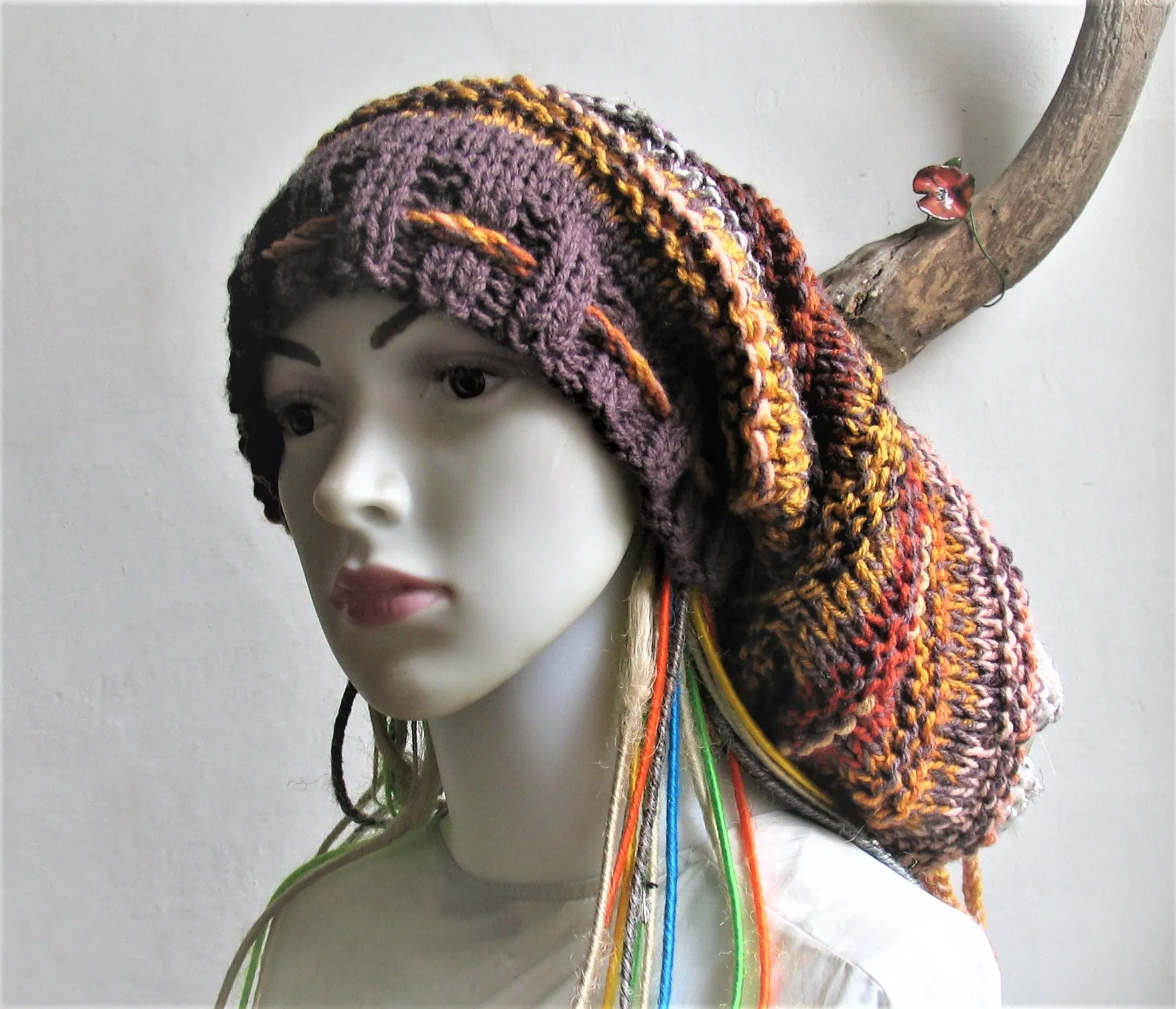 XXL Dreads Long Tube Hat Beanie Dreadlock Sock Oversized Slouchy Unisex Winter Slouchy Hat Knit Rasta Tam Hippie Boho Headband Dreadstyles  Buggy Hat Dreads reggae Bob Marley Hat